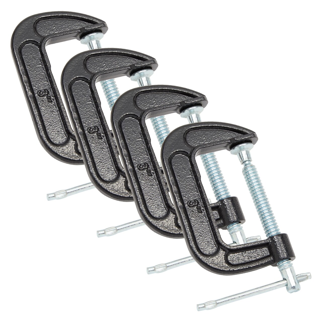 4 Pack Heavy Duty C Clamps with 3 Inch Jaw Opening for Woodworking, Welding, Automotive, Carpentry Building